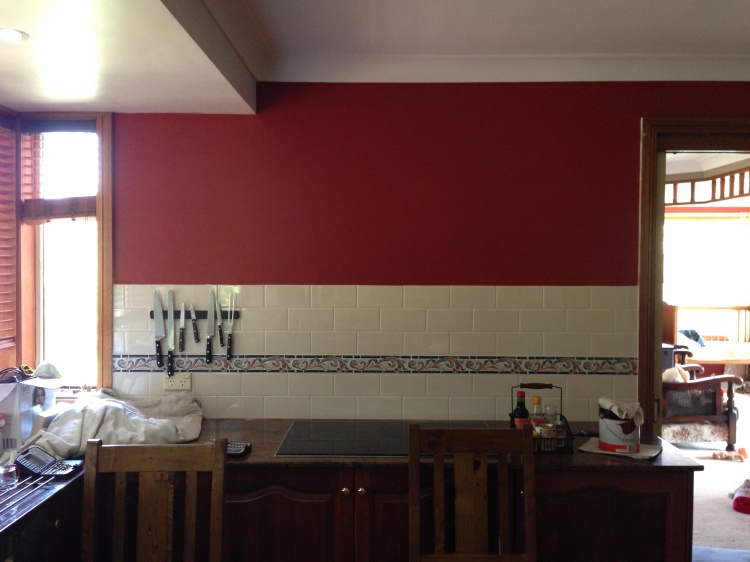 Red painted wall